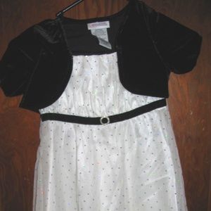 Girls Youngland white & black sparkly dress size 5